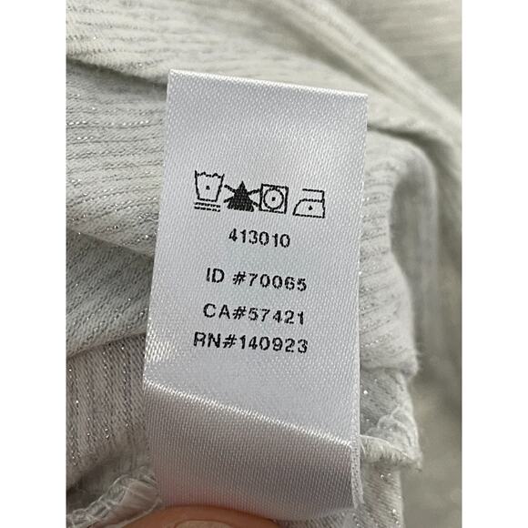 Ann Taylor Loft Top Medium Womens Gray Long Sleeve Metallic Stripe Pullover Stre - Picture 8 of 10